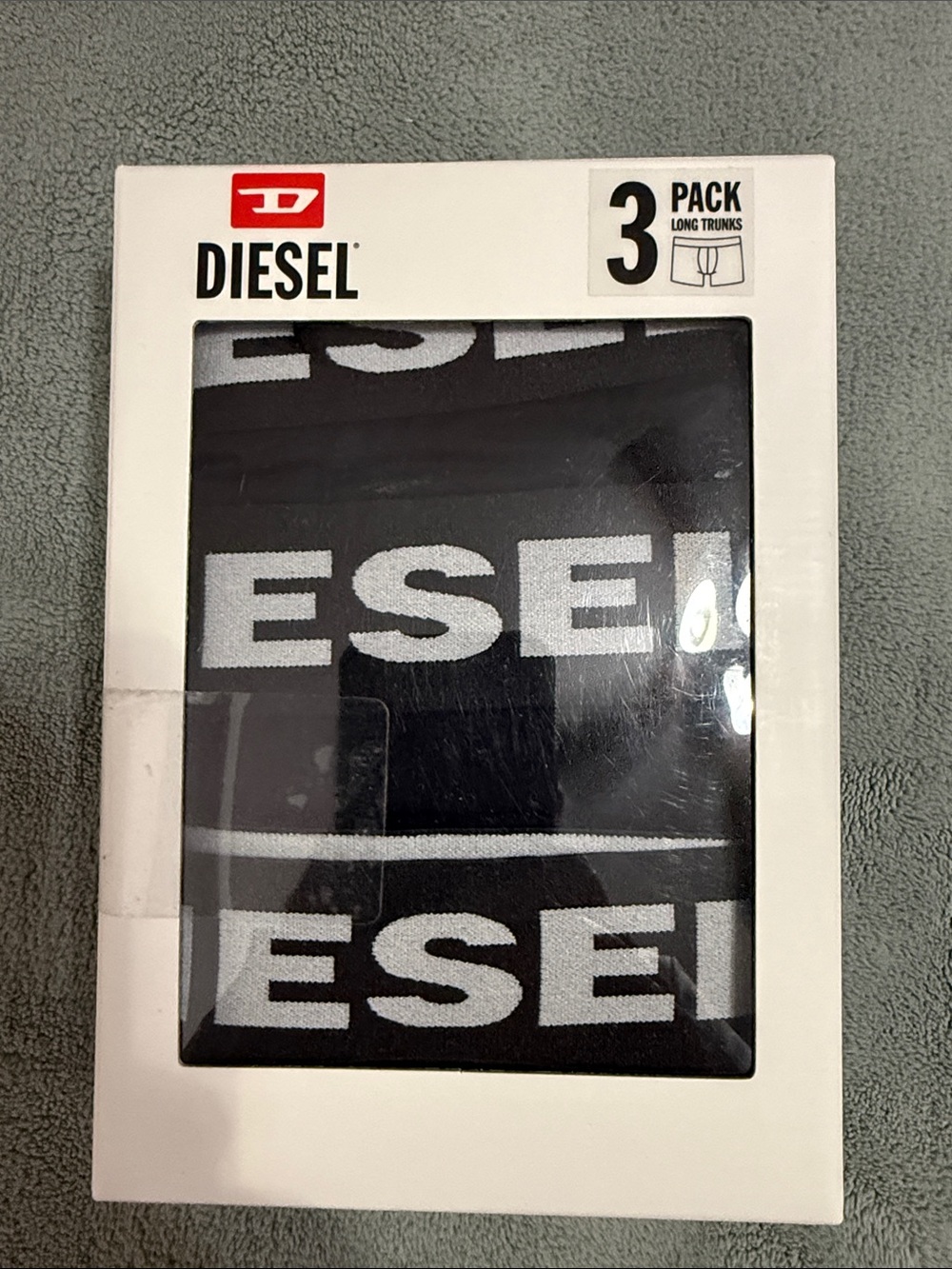 Diesel Black & White 3-Pack Long Trunks Briefs
